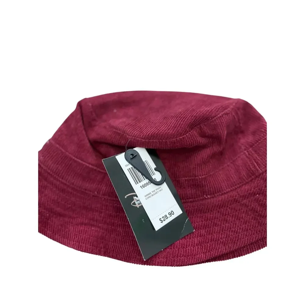 Disney Winnie the Pooh Corduroy Bucket Hat NWT Burgundy